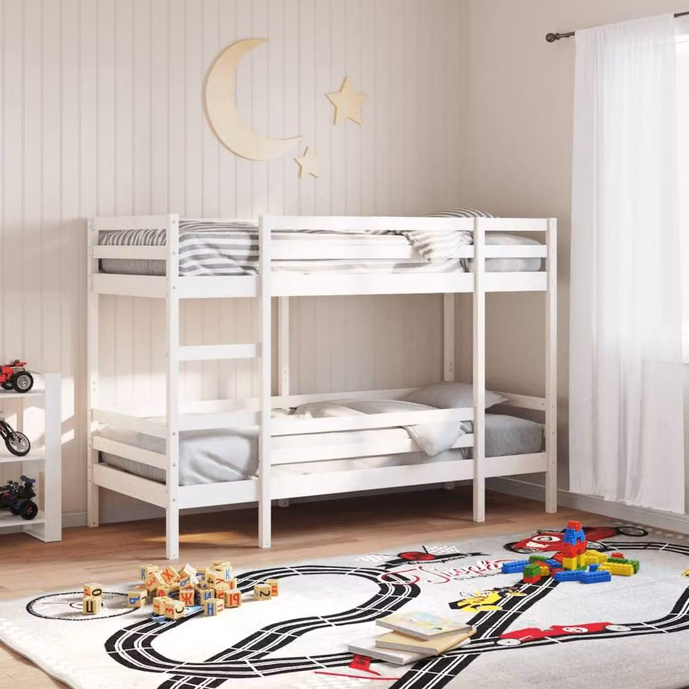 Berkfield Home Rustic Solid Wood Pine Bunk Bed in White, W/D/H: 90 x 200 cm – 2