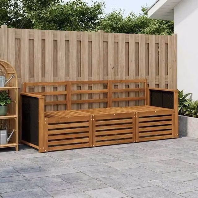 Berkfield Home 3-Piece Modern Outdoor Garden Sofa Set in Brown Solid Acacia Wood – 1