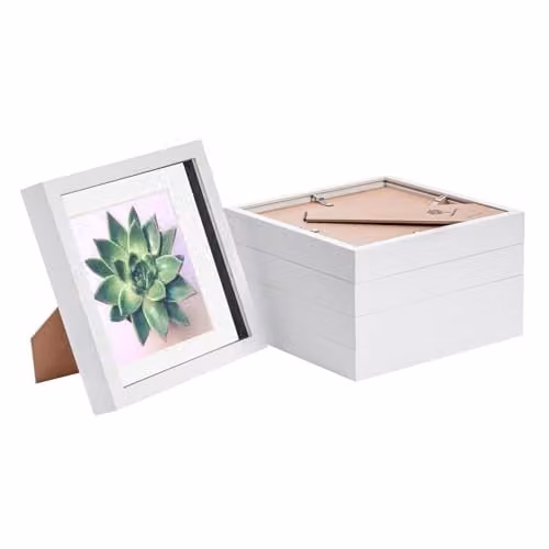 Nicola Spring 5 Piece White 3D Shadow Box Photo Frame Set with Grey Mounts