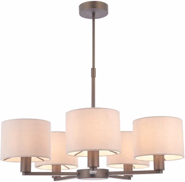 Loops Ceiling Pendant Light in Antique Bronze and Multicolour Marble Fabric with 5 x E14 Sockets
