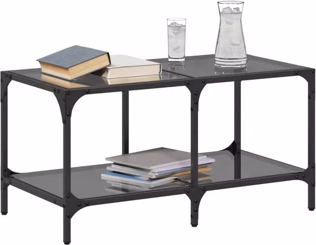 Berkfield Home Modern Rectangular Coffee Table with Black Glossy Glass Top and Steel Frame, W: 78.5 cm, D: 40 cm, H: 40 cm – 1