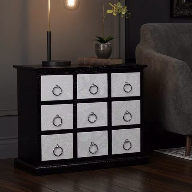 Interiors by Premier Modern Floral Black and White Metal Living Room Unit