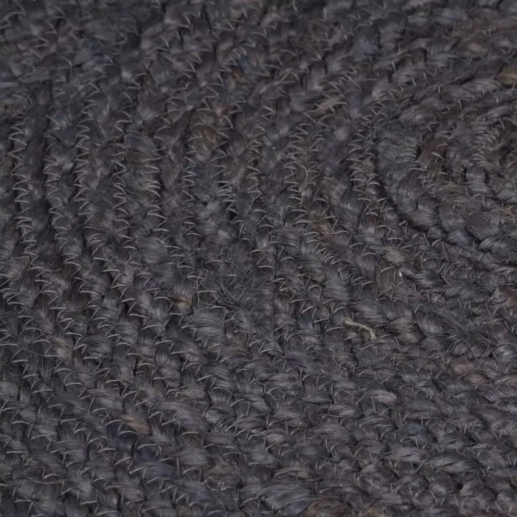 Berkfield Home Handmade Braided Jute Round Rug, Grey, Diameter: 100 cm – 3