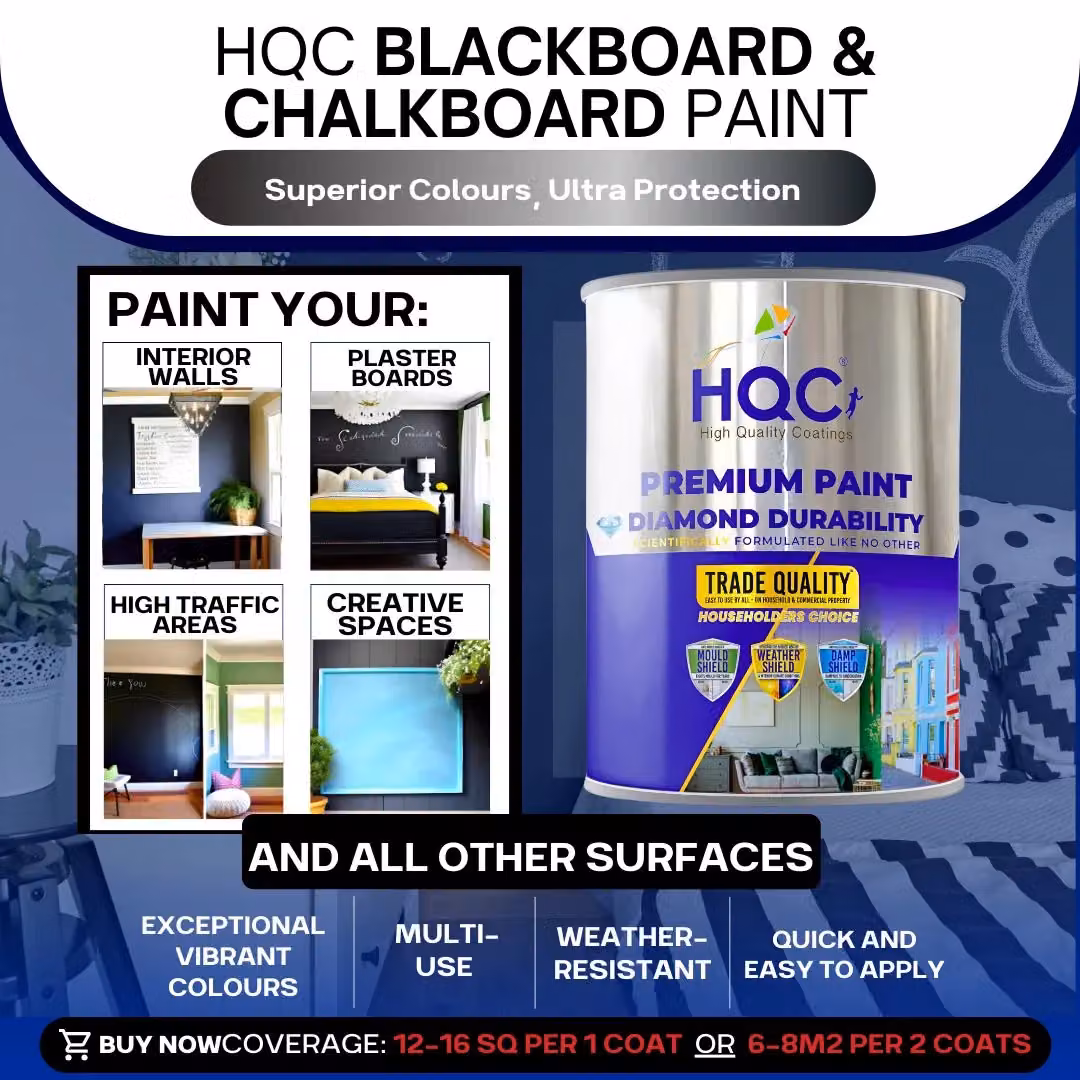 HQC Paints Blackboard and Chalkboard Paint in Light Beige, 1 Litre, Matt Finish, Water Based – 7
