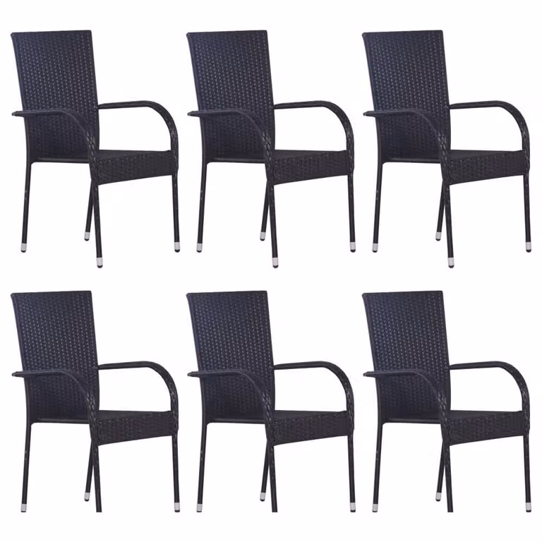 Berkfield Home 7 Piece Modern Garden Dining Set in Black with Acacia Wood and Powder Coated Steel
