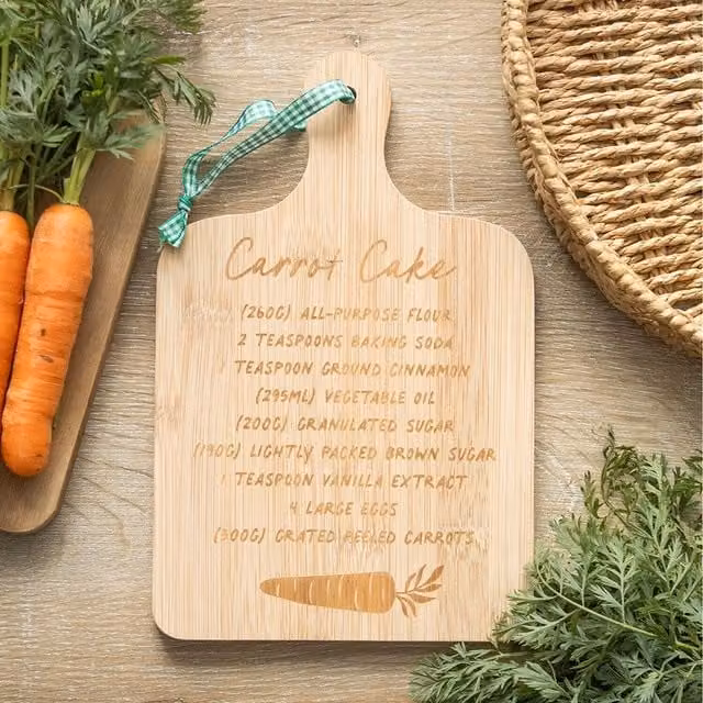 Kingsbury Gifts Brown Bamboo Carrot Cake Recipe Serving Board W: 25 cm, D: 15 cm