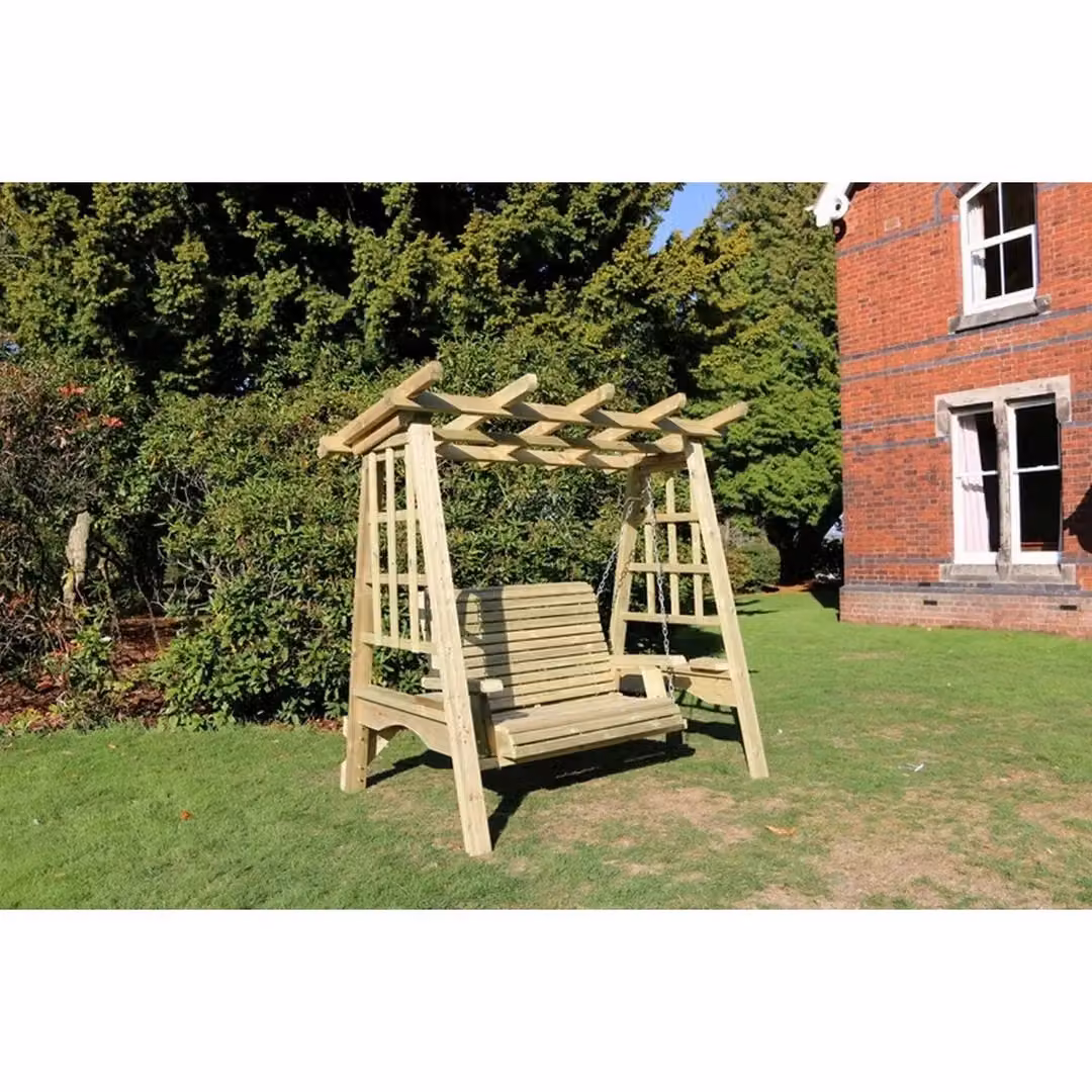 Churnet Valley Garden Furniture Ltd Pergola Swinging Seat Hammock with Trellis in Brown – 3