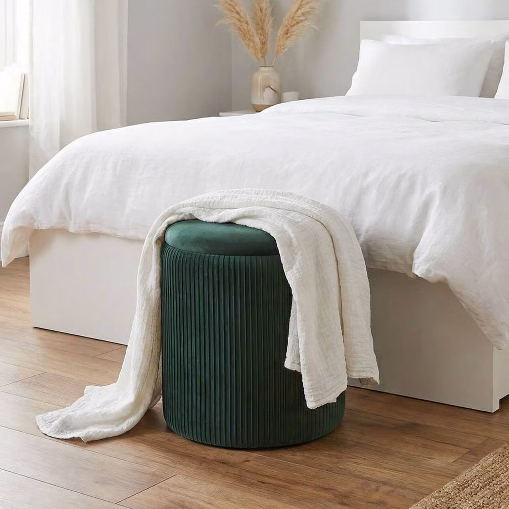 STILVORA Green Velvet Storage Ottoman with Coffee Table Lid – 6