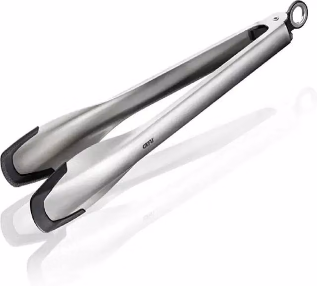Gefu CAPTO Heat-Resistant Stainless Steel and Silicone Kitchen Tongs in Silver