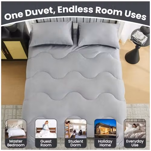 Gaveno Cavailia Grey Microfibre Coverless Single Duvet and Pillowcase Set, 10.5 Tog, W/H: 137 x 200 cm – 4