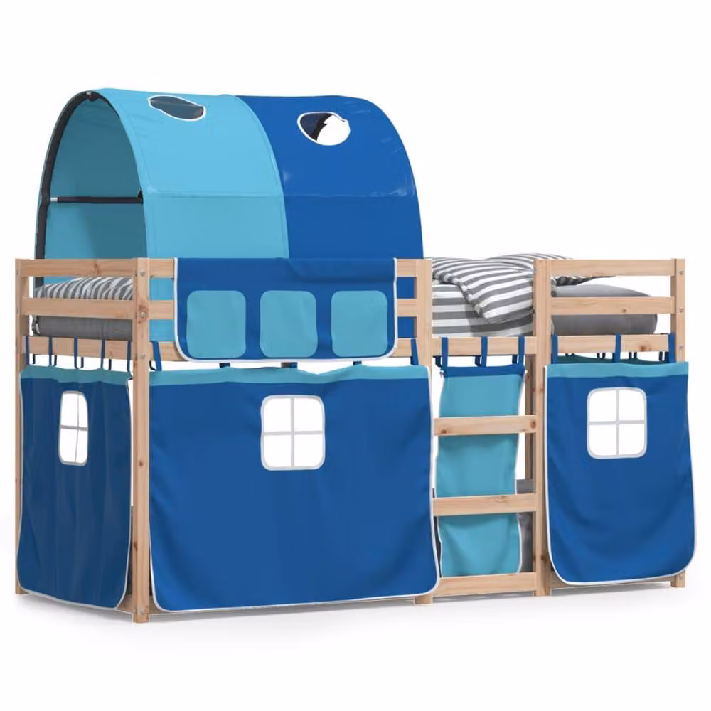 Berkfield Home Blue Solid Wood Pine Single Bunk Bed with House Frame, W/D/H: 90 x 190 cm – 2