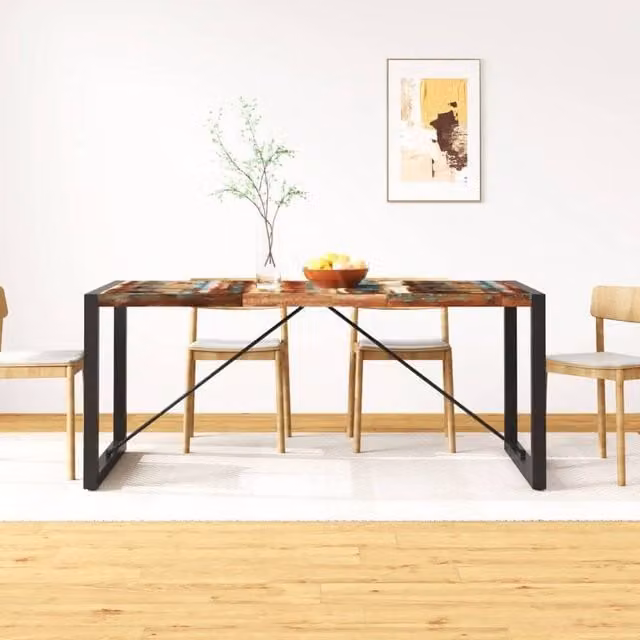 Berkfield Home Industrial Rectangular Dining Table in Brown Reclaimed Wood, 180 cm