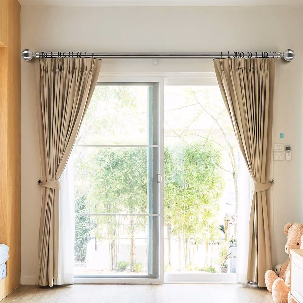 Marlow Extendable Adjustable Steel Curtain Rod Set in Metallic Silver – 3