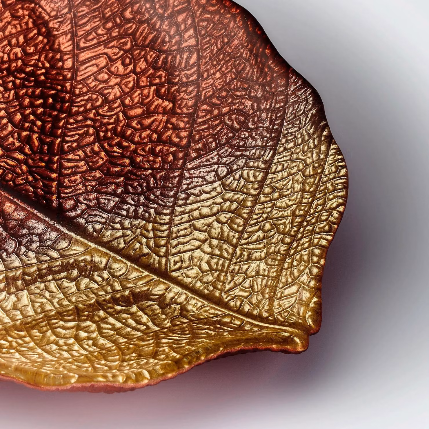 Sienna Glass Floral Serving Platter in Red, Brown and Gold – 2