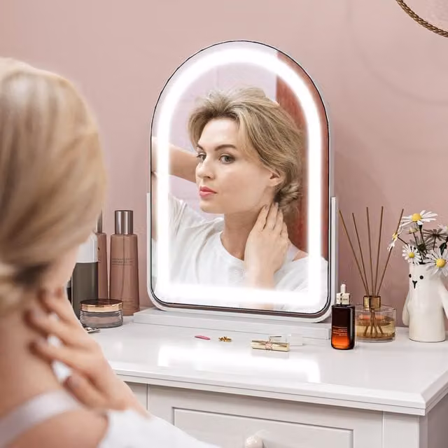 HOMCOM LED Vanity Mirror with 3 Colour Lights in White, 43cm
