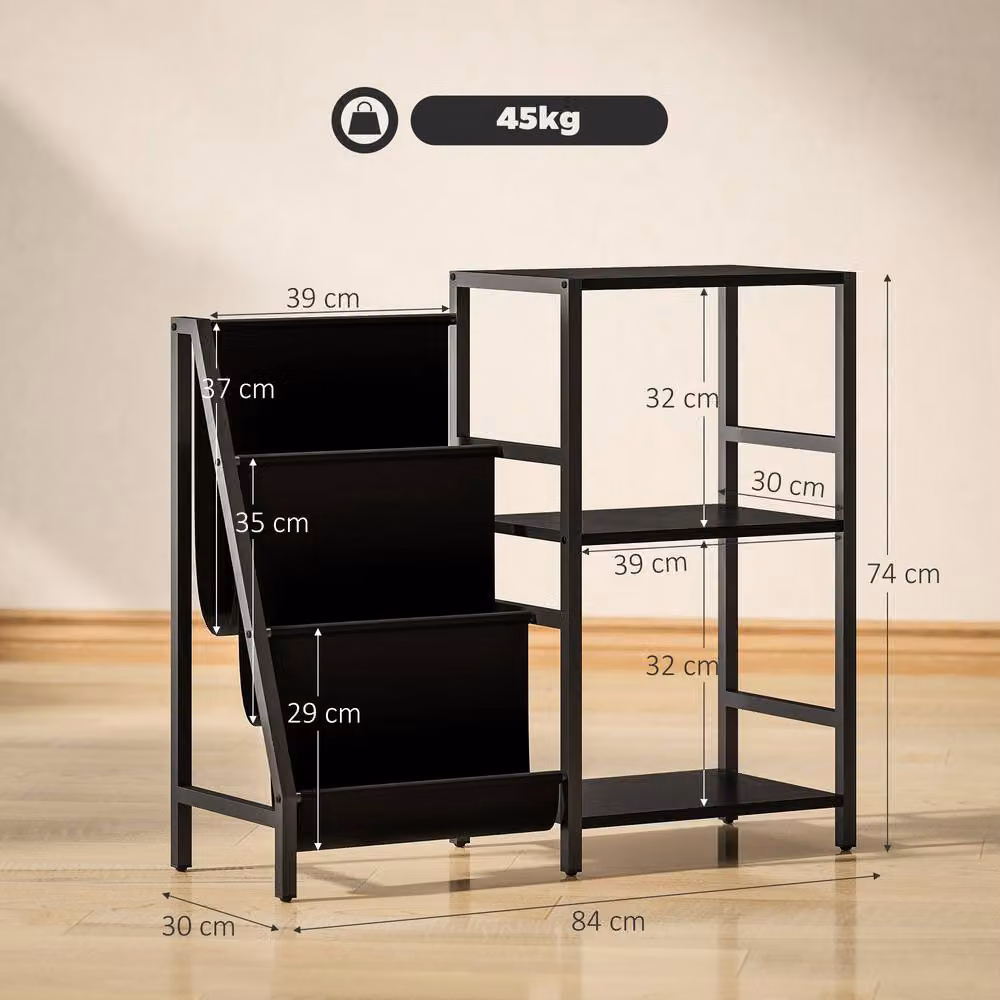 ERGOVEXA 3-Tier Industrial Record Player Stand in Black Metal and Wood – 2