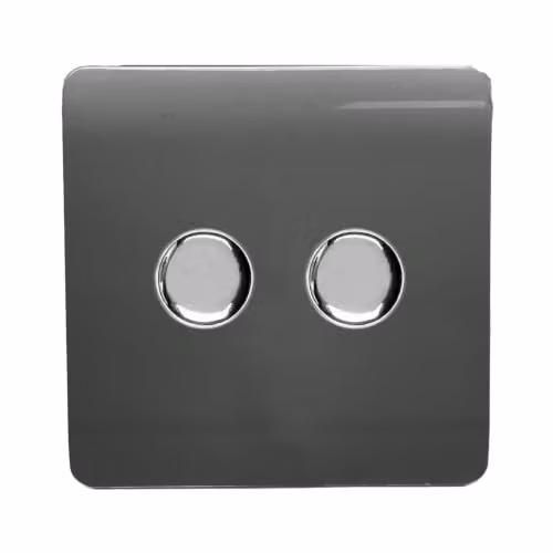Trendi Modern Glossy Tactile 2 Gang 2 Way 120w LED Dimmer Switch in Charcoal Grey – 2