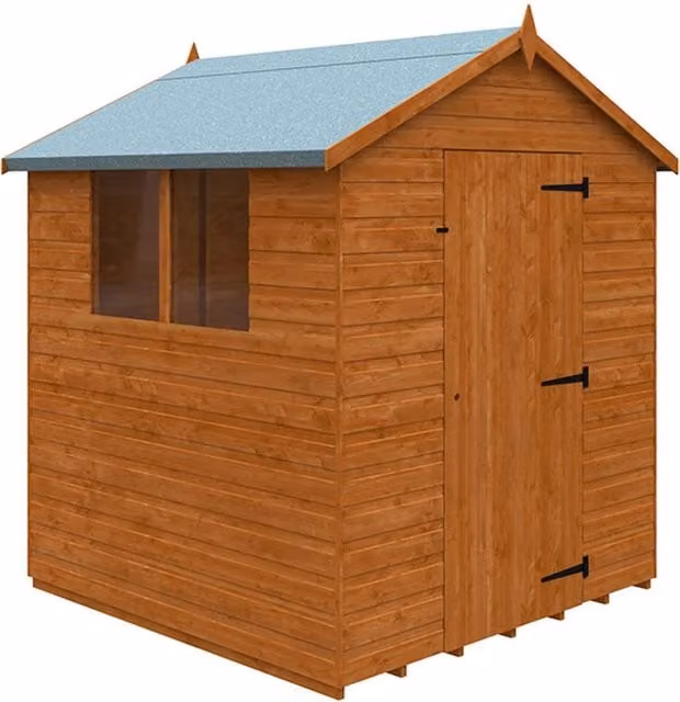 Buttercup Farm 6x6 Super Apex 12mm Wooden Shed in Burnt Orange, W/D/H: 175 x 175 x 217.9 cm
