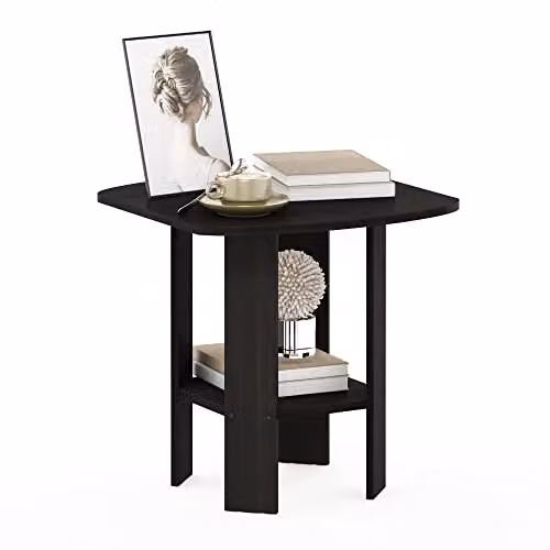 Furinno Simple Design 2-Tier Side Table with Open Shelves in Espresso