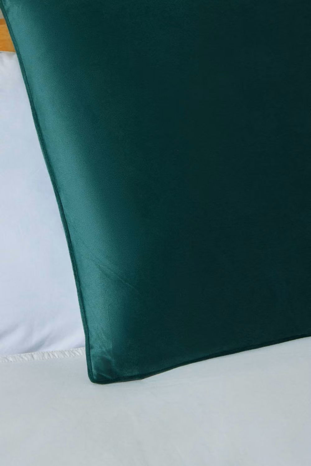 BHS Small Green Velour Piped Square Cushion, W: 43 cm x D: 43 cm x H: 1 cm – 2