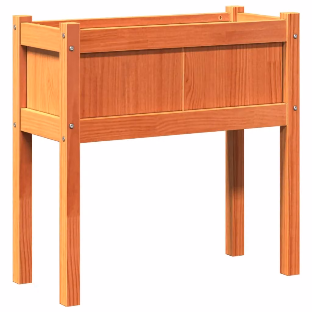 Berkfield Home Waxed Brown Rustic Solid Pine Wooden Raised Garden Planter with Legs W/D/H: 70 x 31 x 70 cm – 2