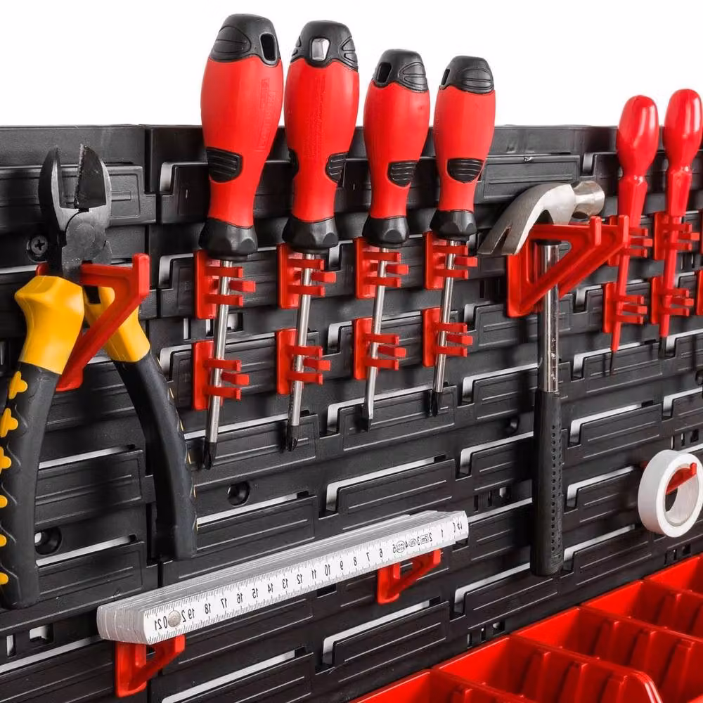 VOGREX Red Wall Mountable Plastic Garage Storage Pegboard Kit W: 172.4 cm, H: 172.4 cm – 3