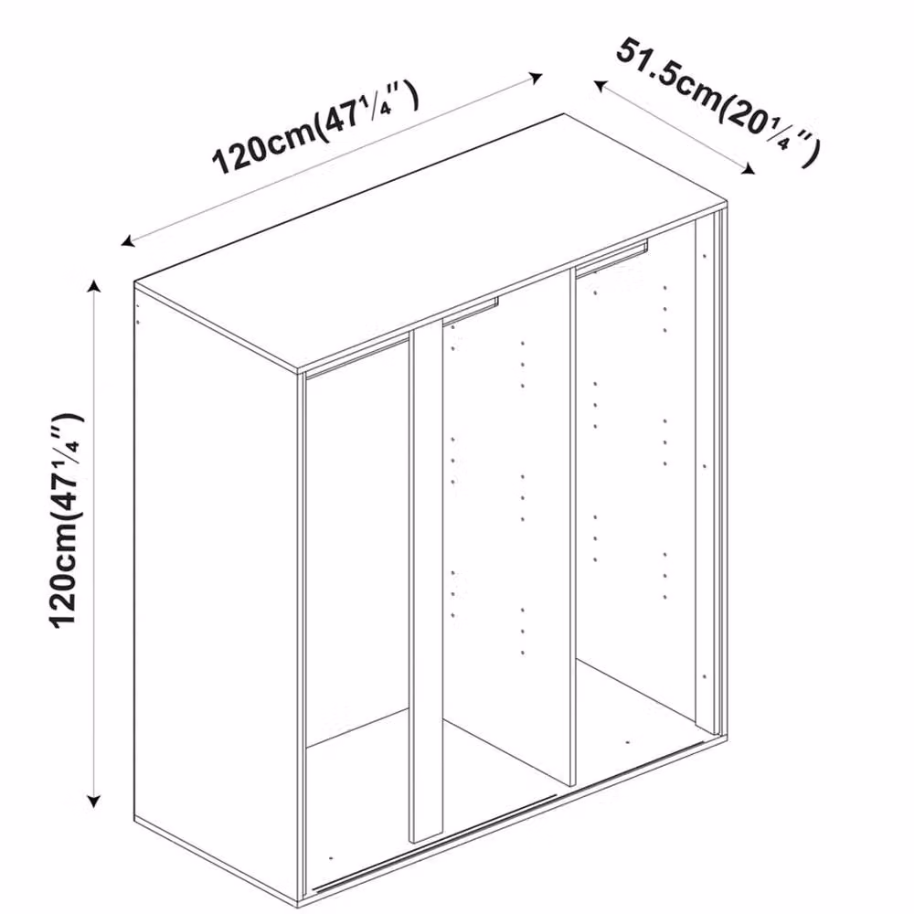FORGEVIO Modern Freestanding Wardrobe with Hinged Grey Doors and Black Hanging Rail, W/D/H: 120 x 51.5 x 120 cm – 2