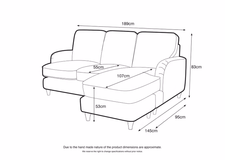 The Great Sofa Company Orla Left Hand Chaise L-Shape Sofa in Manhattan Navy and Taupe
