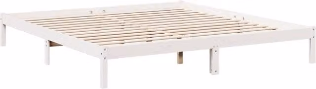 Berkfield Home Extra Long Decorative Bed Frame in White Solid Pine Wood, W/D/H: 200 x 220 cm