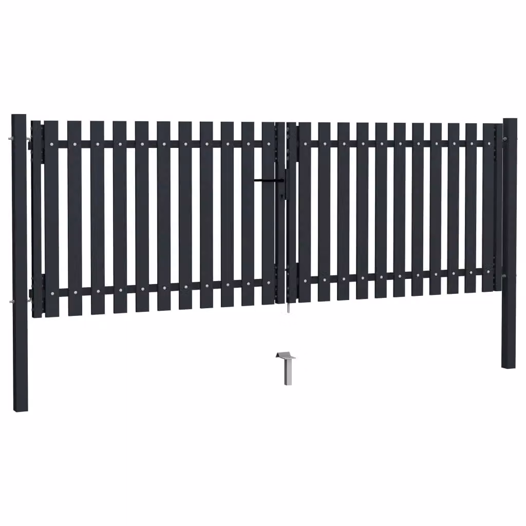 Berkfield Home Steel Double Swing Fence Gate in Anthracite, W: 306 cm, H: 150 cm – 2