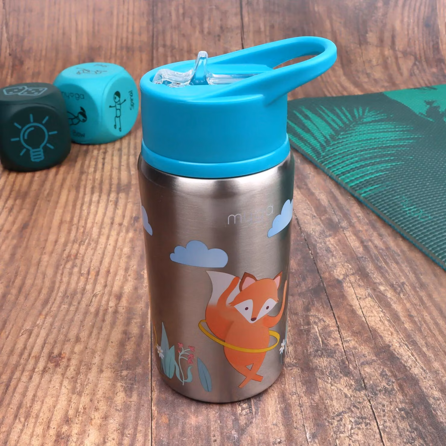 Myga Children's Animal Kingdom Metal Water Bottle, Blue, 500ml – 2