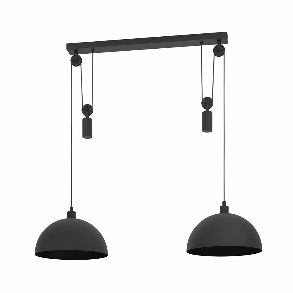 Eglo Winkworth 2 Black Metal Industrial Pendant Light, Height Adjustable – 2