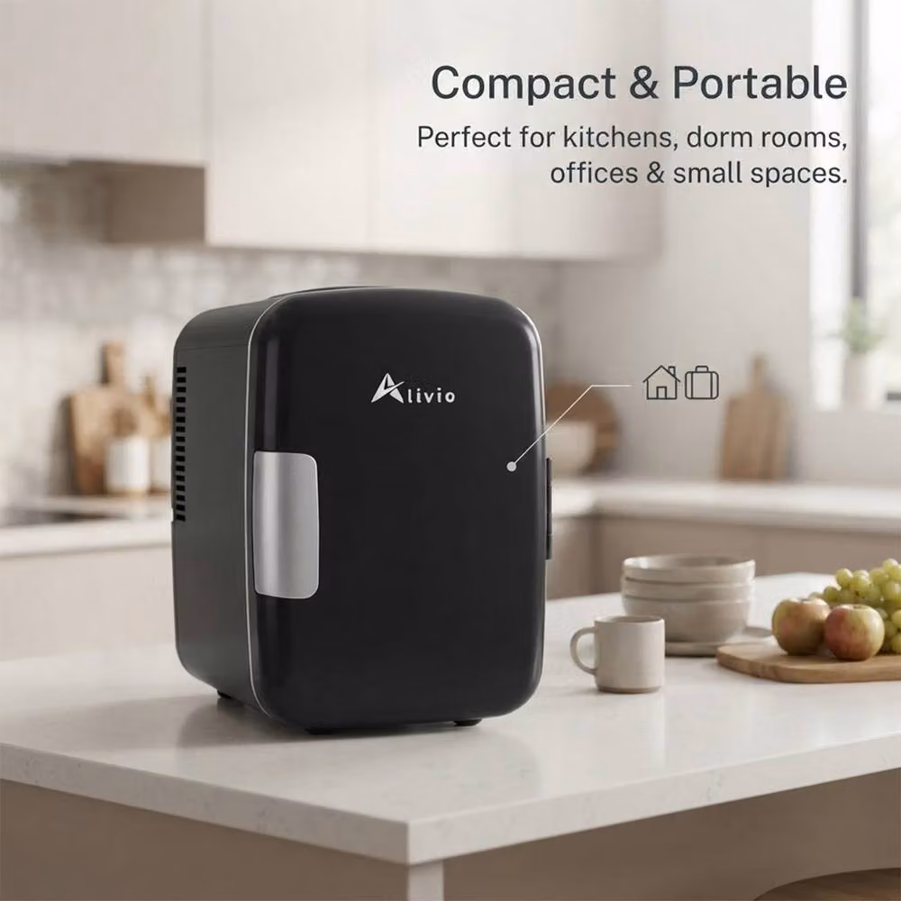 Alivio 4L Portable Mini Fridge and Compact Cooler Warmer for Skincare and Drinks, Black – 2