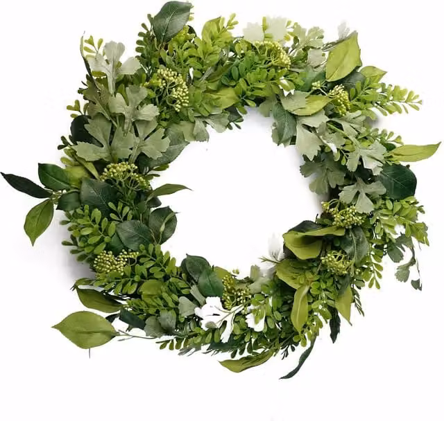 Leaf Artificial Fern Wreath in Green
