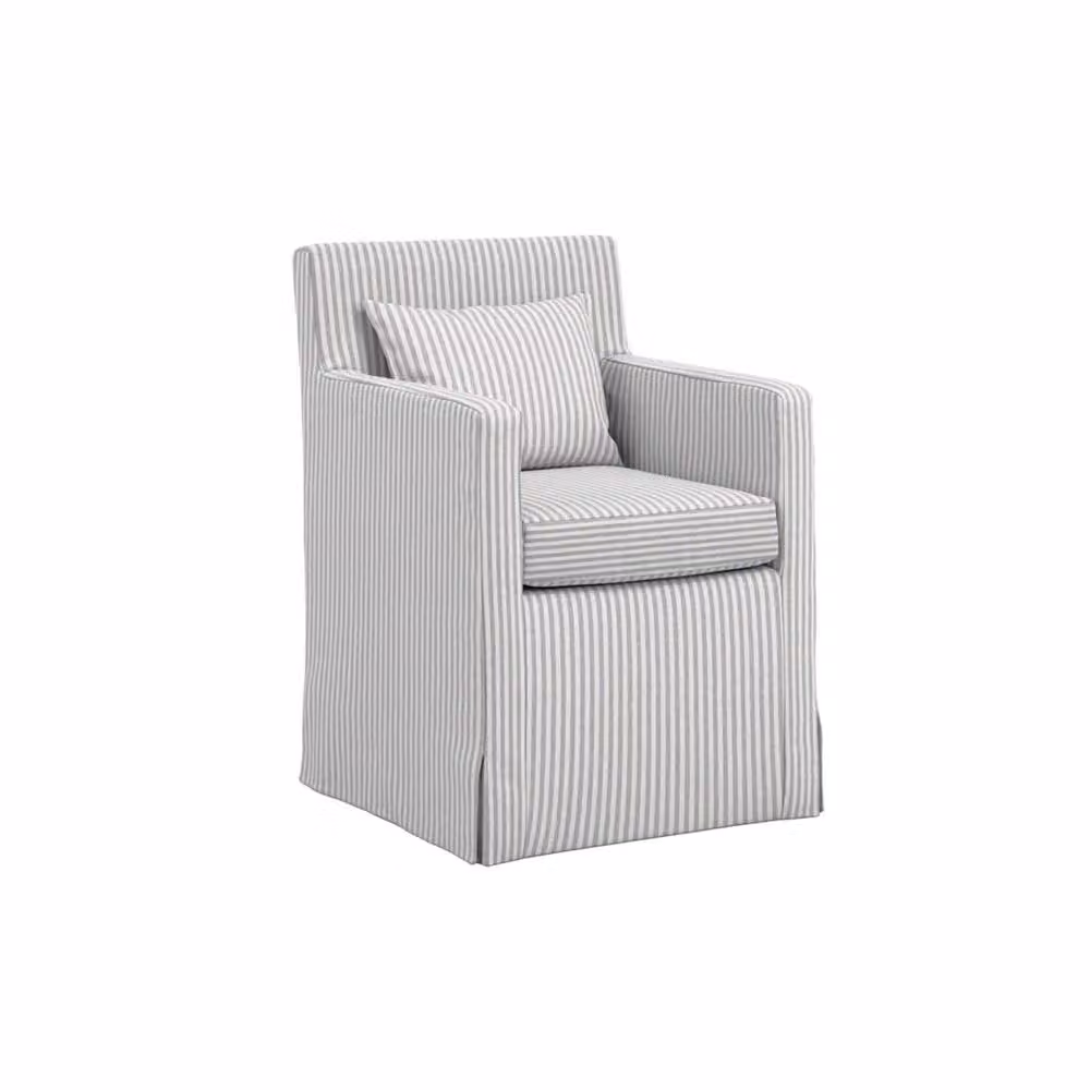 Wyld Haus Isabella Grey and White Striped Upholstered Armchair – 2
