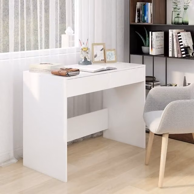 Berkfield Home White Writing Desk in Engineered MDF, W: 101 cm, D: 50 cm, H: 76.5 cm