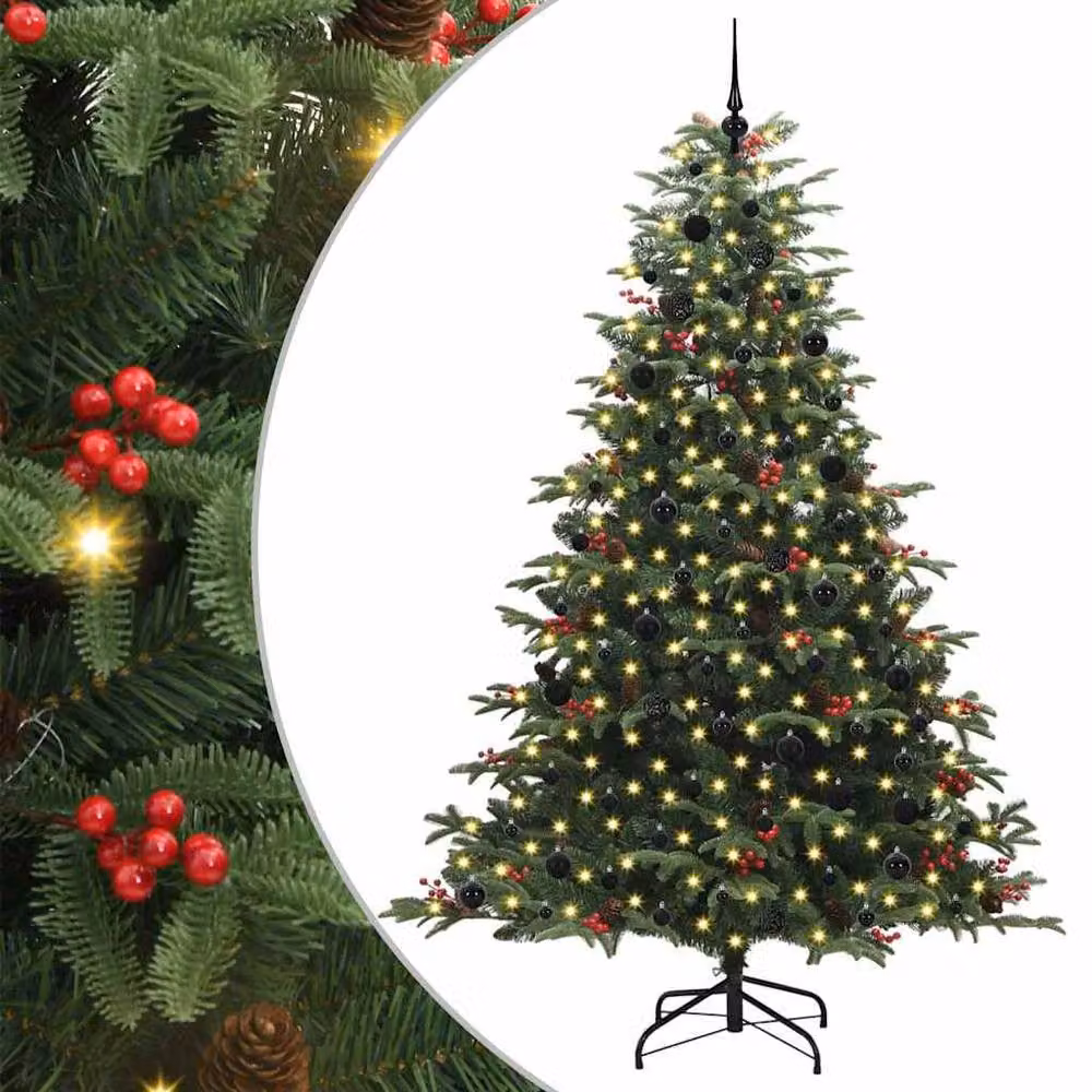 Berkfield Home Elegant Green Artificial Christmas Tree with 300 LEDs and Stand – 3
