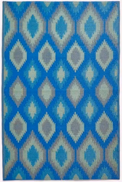 Homescapes Blue and Amber Ikat Reversible Outdoor Rug, W/D/H: 180 cm