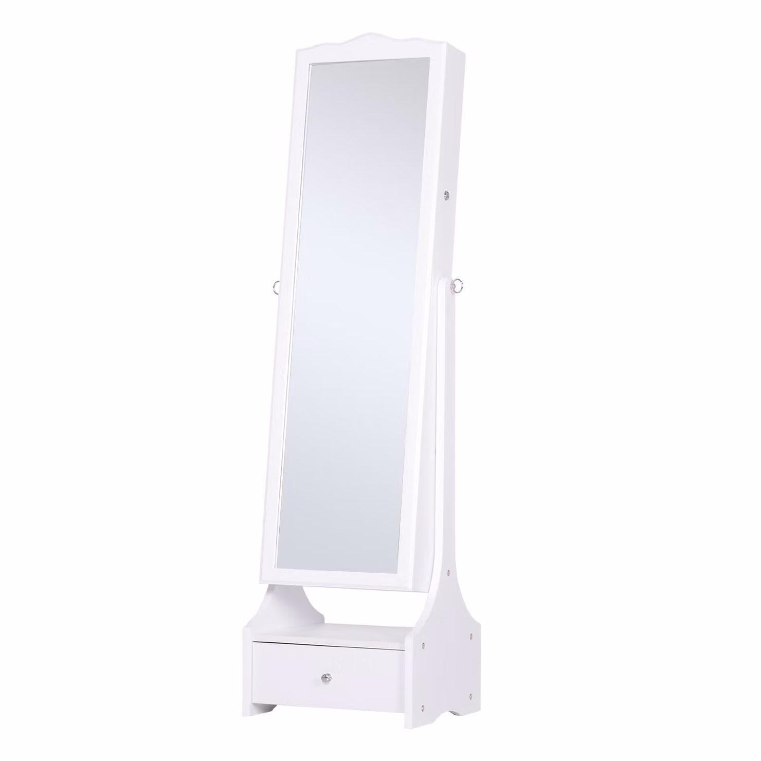 HOMCOM White LED Jewellery Cabinet Floor Standing Mirror Armoire with Makeup Shelf and Lock – 2