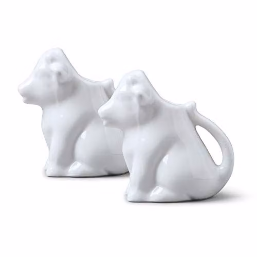 Wm Bartleet & Sons Set of 2 White Porcelain Cow Milk and Creamer Jugs, 50 ml each – 1