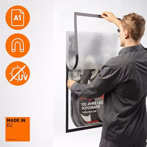 Durable DURAFRAME A1 Self-Adhesive Poster Frame, Silver, Pack of 1