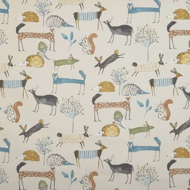Prestigious Textiles Oh My Deer Graphic Animal Fabric in Multicolour