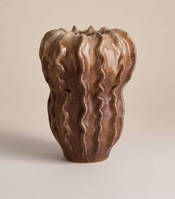 M&S Reactive Glaze Harvest Ceramic Vase in Brown