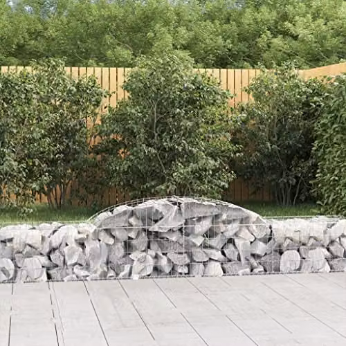 vidaXL Arched Gabion Baskets, 17 Piece Set, Silver Galvanised Steel, W: 300 cm, D: 50 cm, H: 40/60 cm – 2