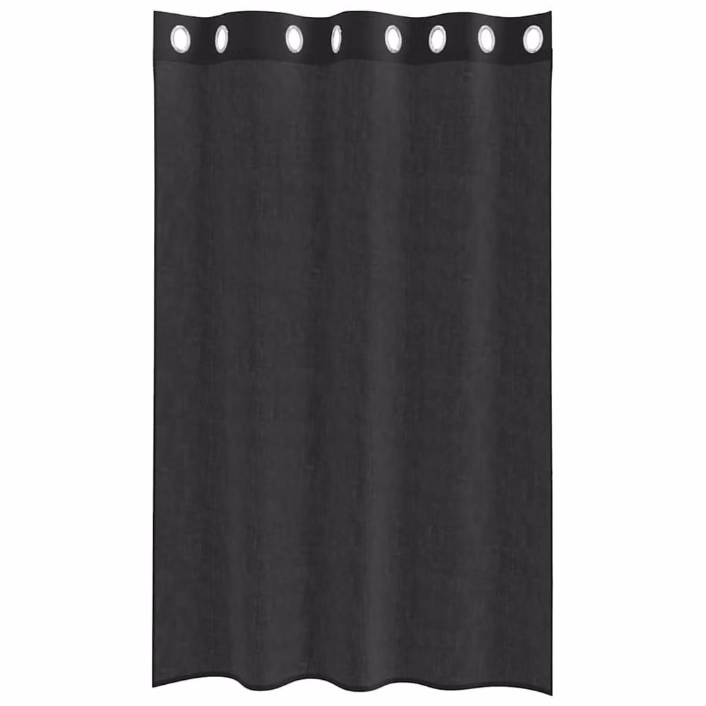 Berkfield Home Black Voile Fabric Panel Curtains with Eyelets, 2 Pack, W: 140 cm, H: 175 cm – 4