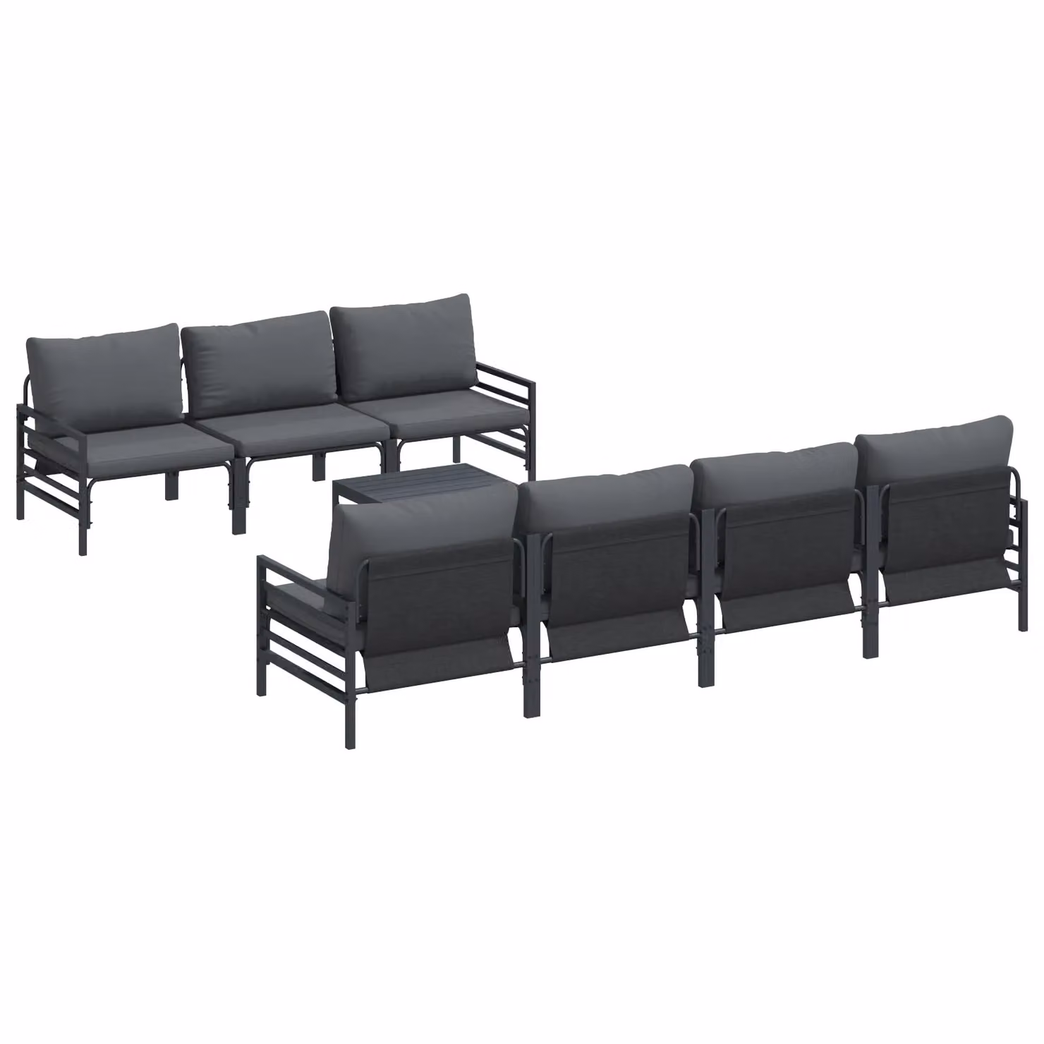 Berkfield Home 8-Piece L-Shape Garden Sofa Set in Anthracite with Powder Coated Steel Frame and Cushions, W/D/H: 70 x 70.5 x 31.5 cm – 2