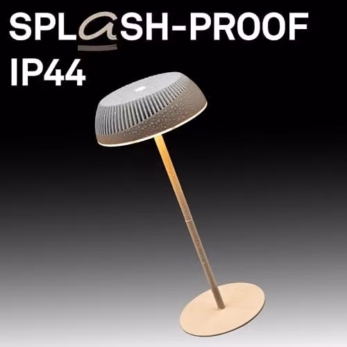 Briloner Alusta Rechargeable LED Table Lamp, Beige Off-White, H 32 cm x W 14 cm, Dimmable Touch Control, IP44 Rated – 8