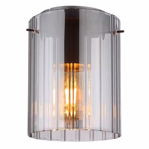 Globo Lighting Tulivar Cylindrical Ceiling Light with Grey Smoke Glass Shade, Diameter: 18 cm, Height: 23 cm