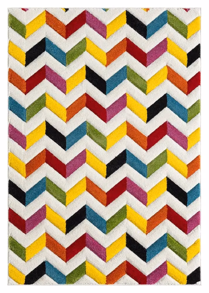 Ultimate Rug Collection Spectra Carved Heatset Geometric Multicolour Machine Woven Rug W: 66 cm, L: 230 cm – 3