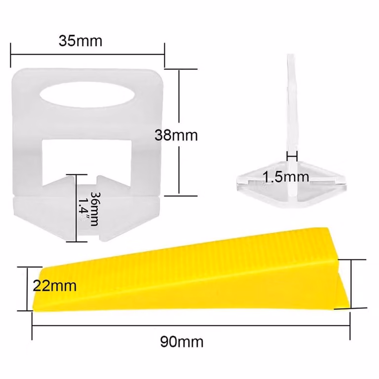 Nordara Tile Leveling Spacer System with Rubber Wedges in White and Transparent, W: 520 mm